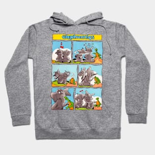 two elephants and a funny turtle vintage retro Hoodie